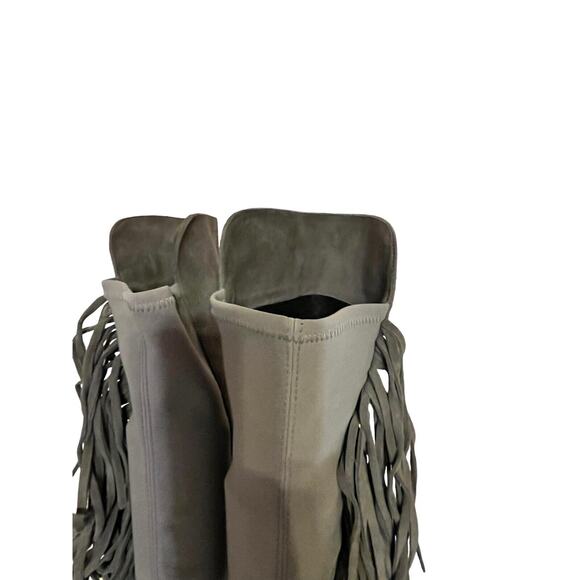 Stuart Weitzman •6• Mane Fringe Over the Knee Taupe Beige Suede 50/50 Boots NEW - Picture 8 of 16